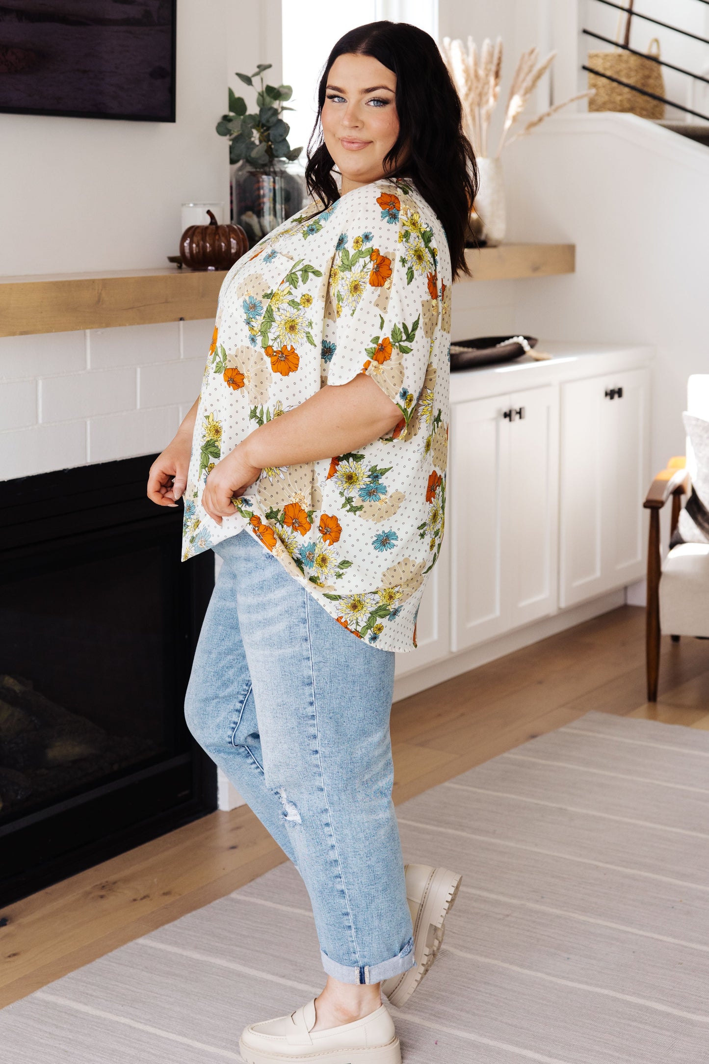 Good Morning Floral V-Neck Blouse