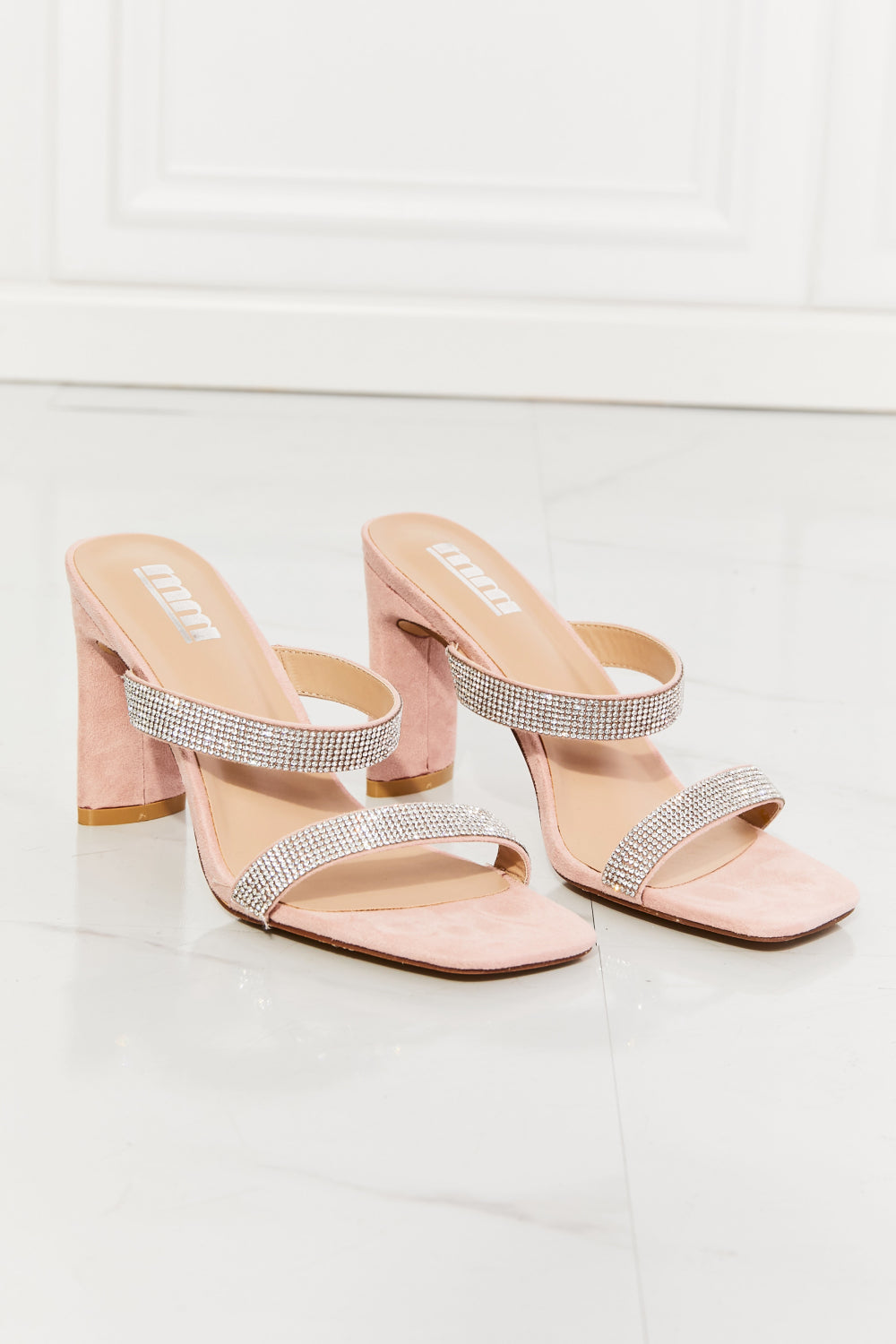 MMShoes Leave A Little Sparkle Rhinestone Block Heel Sandal in Pink