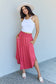 Doublju Comfort Princess Full Size High Waist Scoop Hem Maxi Skirt in Hot Pink