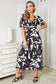 Double Take Printed Surplice Balloon Sleeve Dress