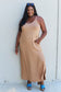 Ninexis Good Energy Full Size Cami Side Slit Maxi Dress in Camel